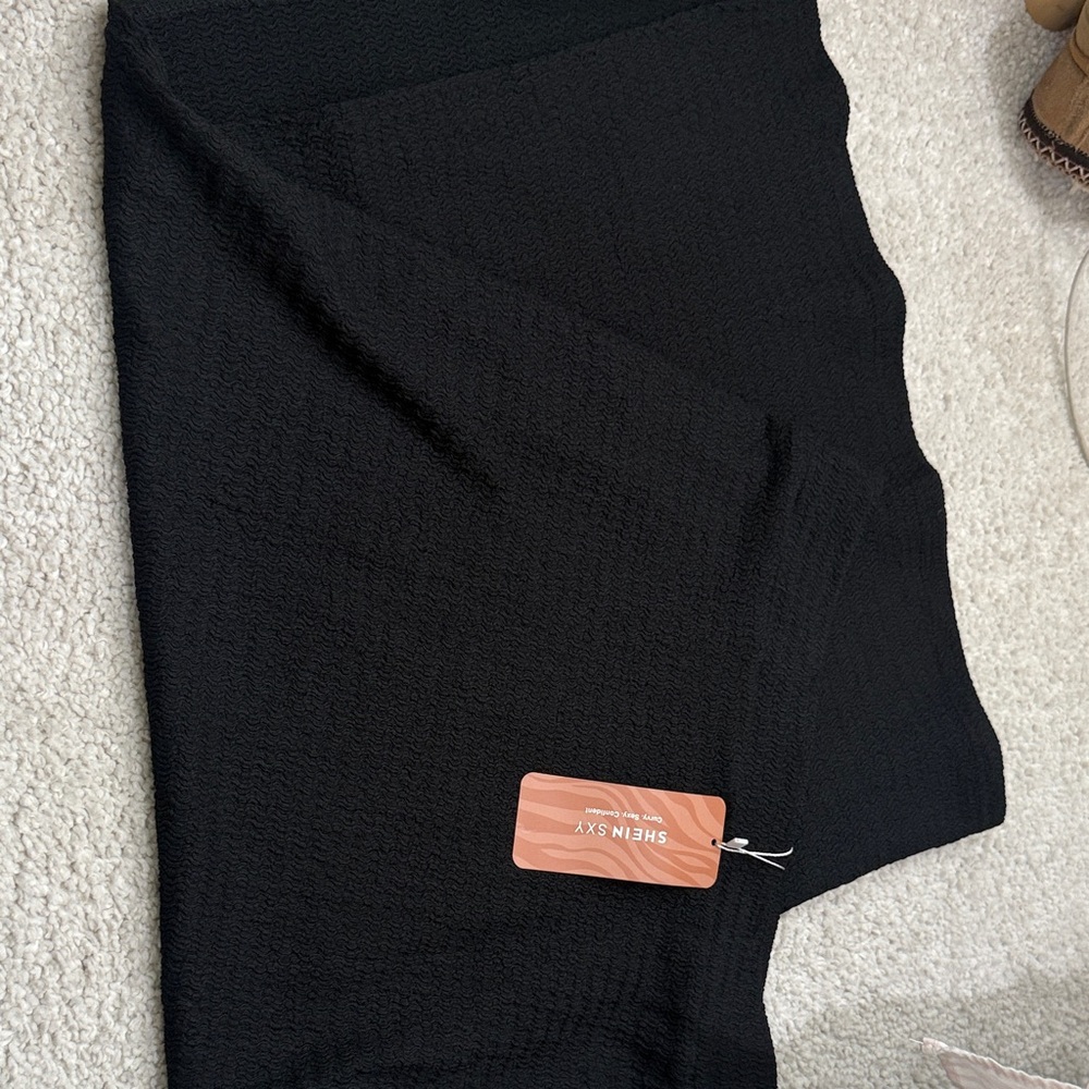 Shein Sky Black Textured Skirt